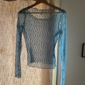 Out from Under Elegant Blue Lace Women's Top